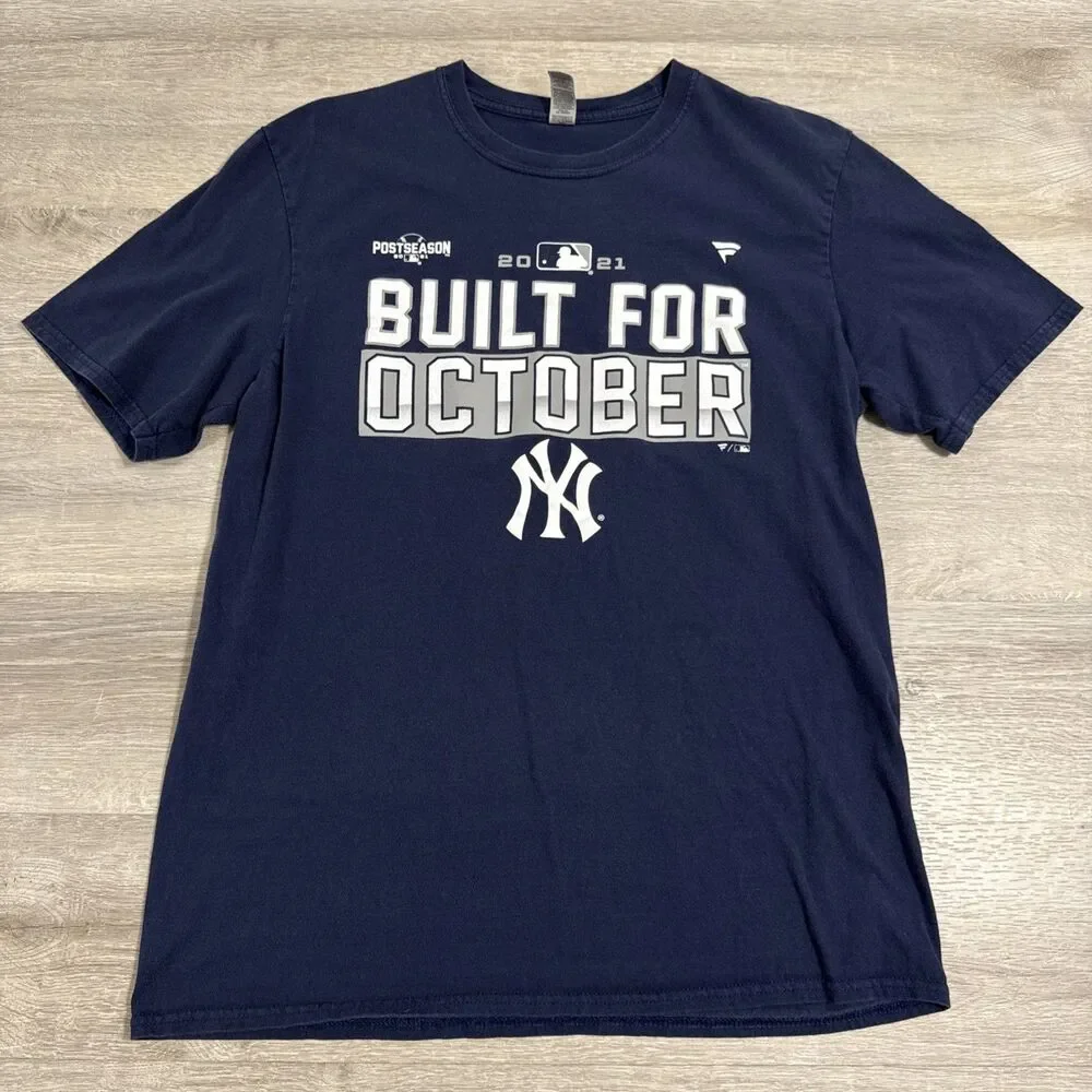 New York Yankees Shirt 2021 Built For October Fanatics Men's Blue Large Tee